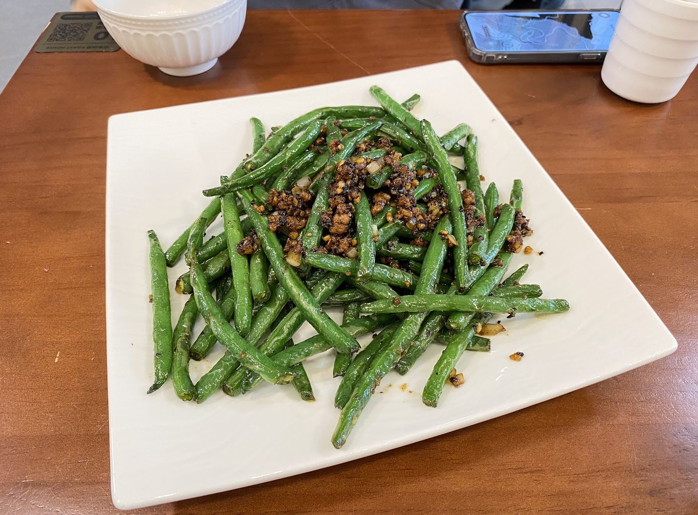 Stir-fried green beans with minced pork